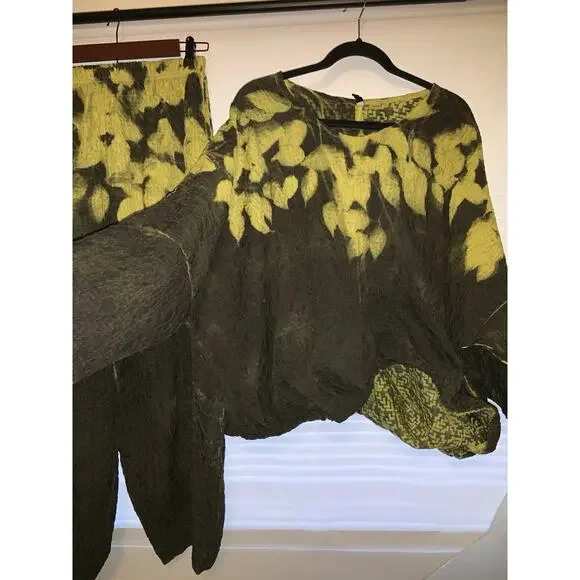 DRESS TO KILL by Jane Mohr Wide-Leg Harem Pants & Blouse Yellow & Black Size 1 - Picture 2 of 10